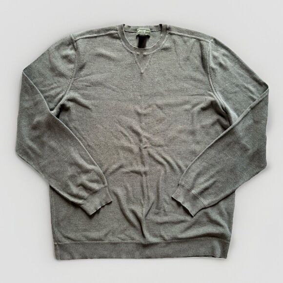 Eddie Bauer Sweater Mens Khaki Green Long Sleeve Crew Neck Casual Sz Large Tall - Picture 1 of 9
